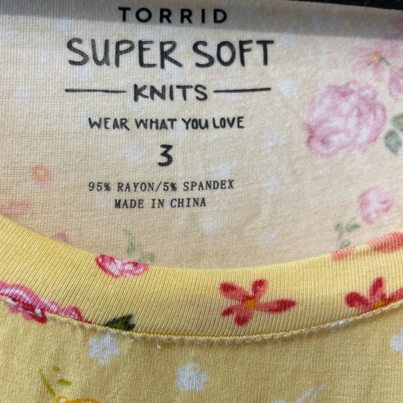Torrid Yellow Floral Babydoll Dress | Super Soft Knit | Size 3X - Picture 3 of 7